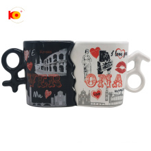 Hochwertiger Großgroßesales Valentine Paar Keramik Geschenkkaffeetasse mit Farbe